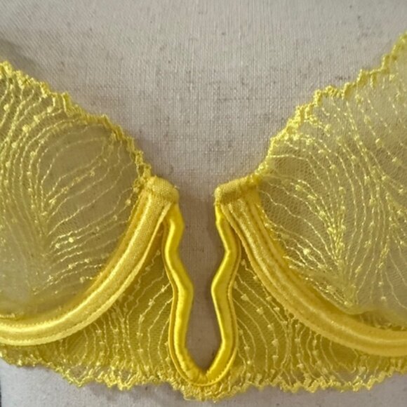 Bluebella Irena Sheer Lace Non Padded Balcony Underwired Bra In Yellow 34D NWT - Picture 4 of 15
